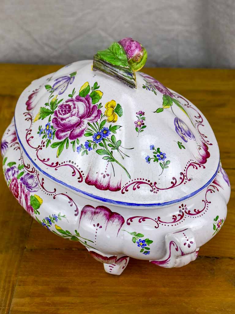 Antique French soup tureen attributed to Veuve Perrin, Marseille