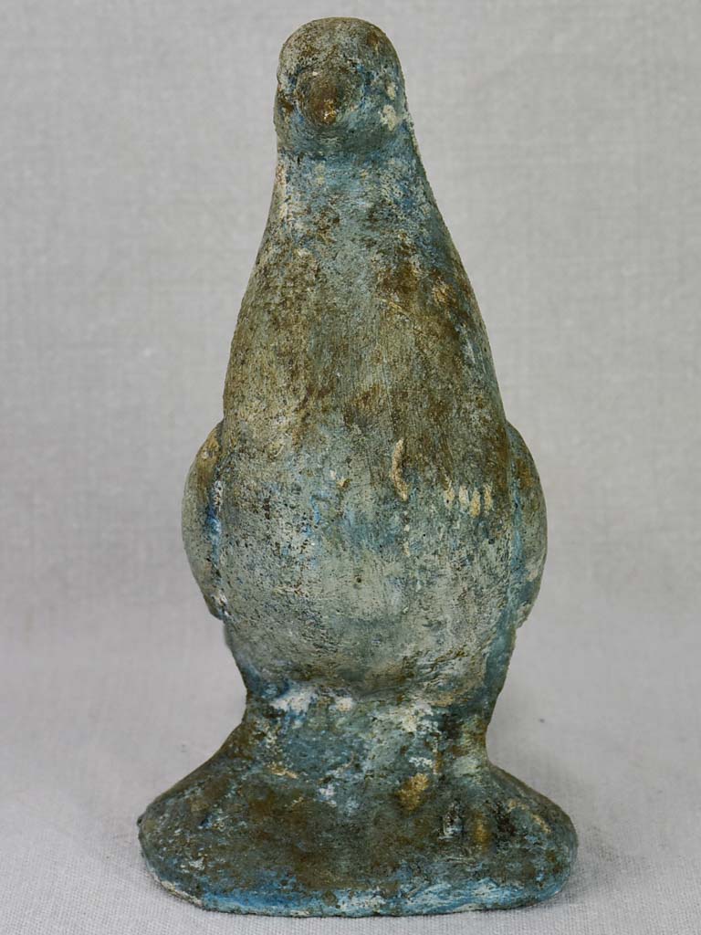 Three vintage French dove sculptures with blue patina