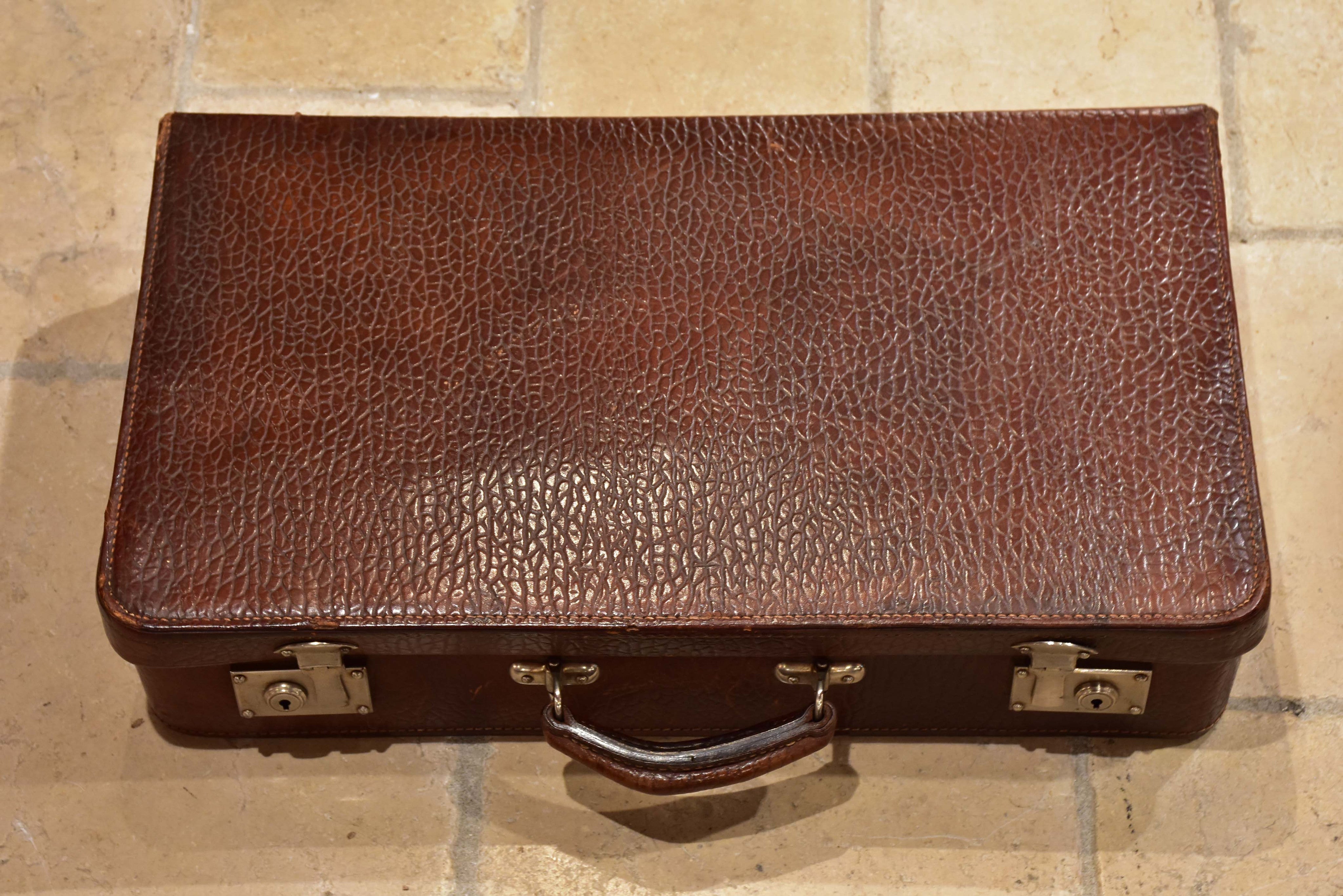 Vintage French leather suitcases