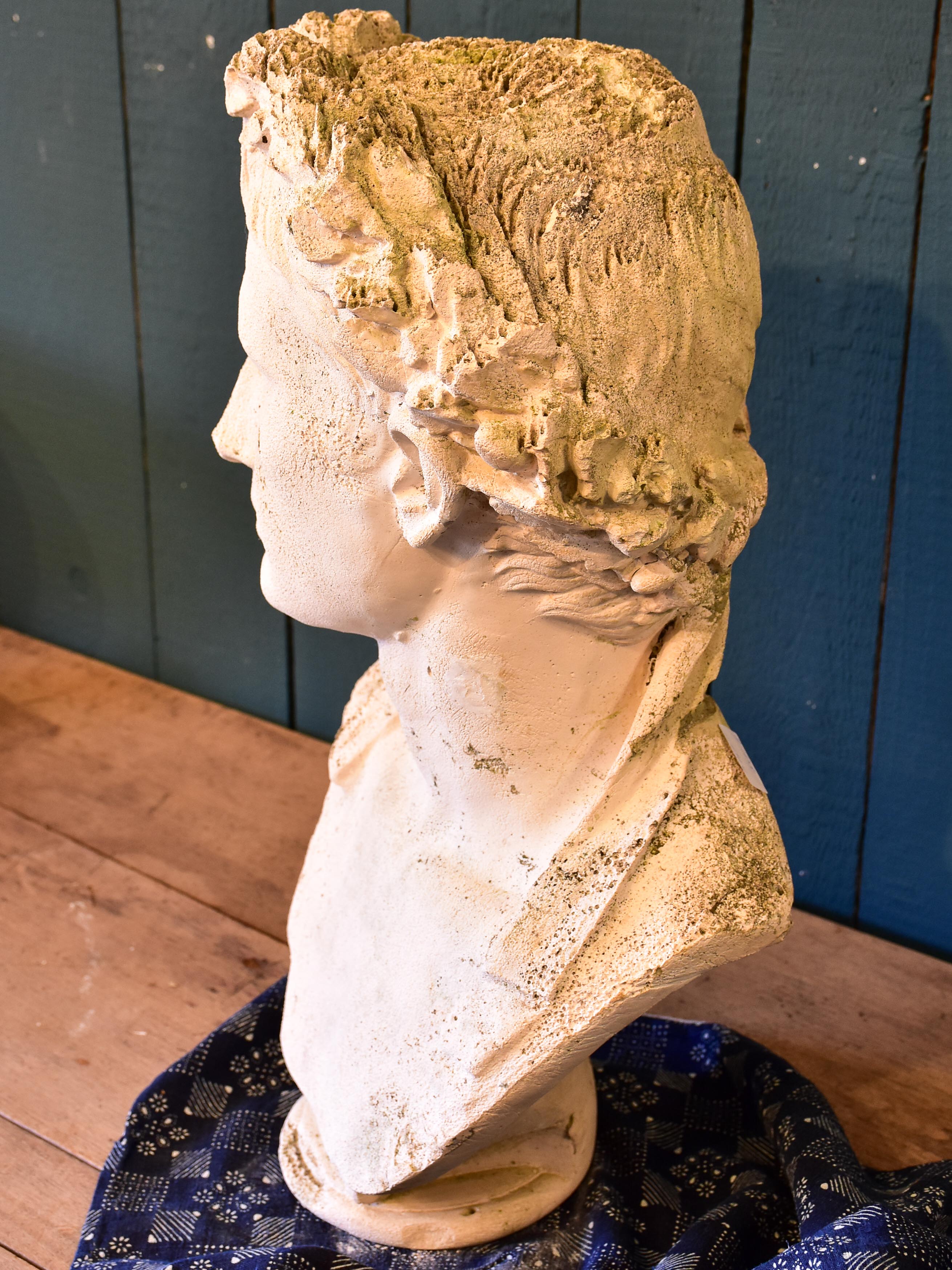 Antique French bust of Augustus wearing a crown