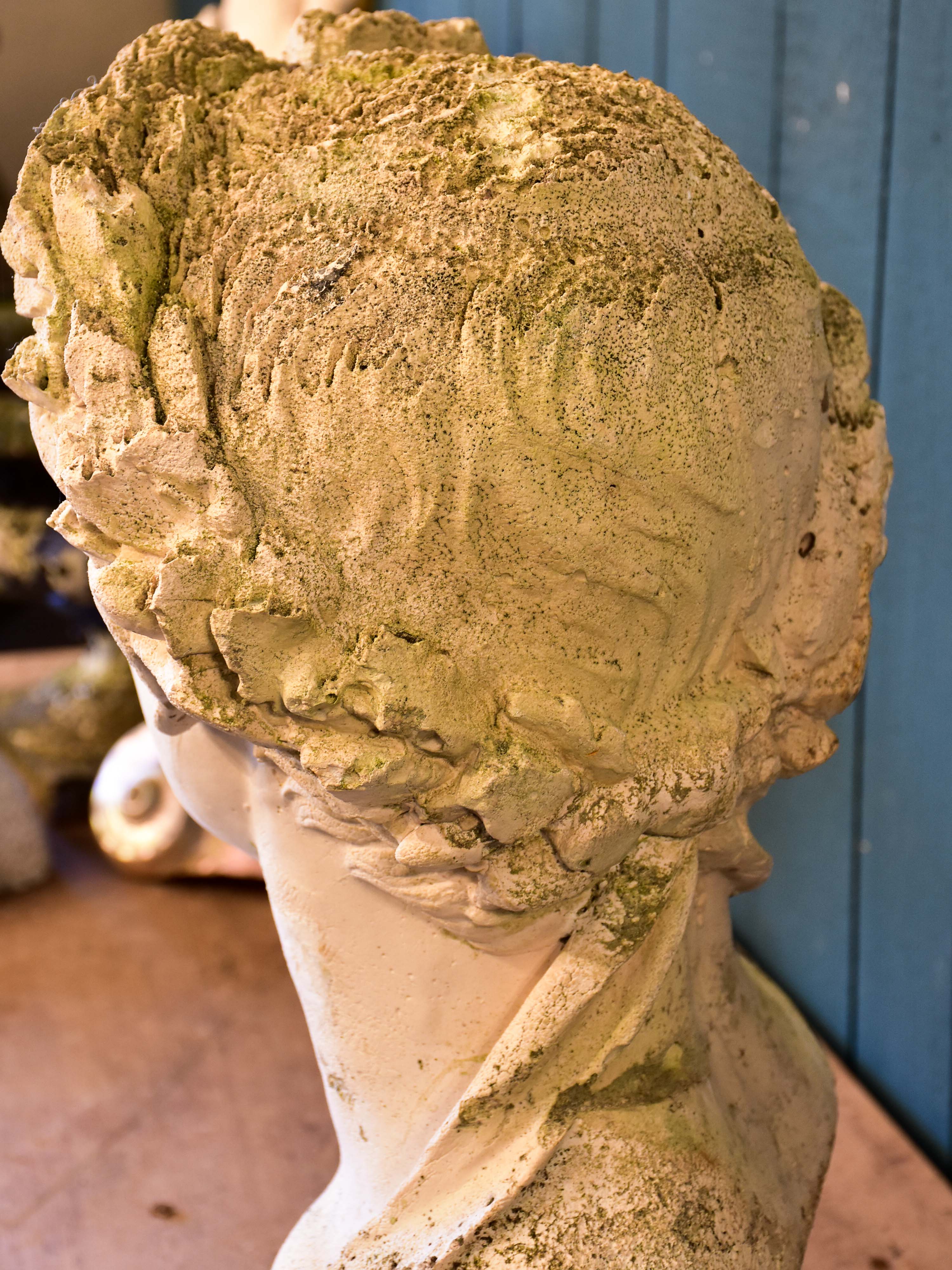 Antique French bust of Augustus wearing a crown