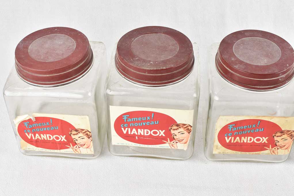 5 glass Viandox containers 8"