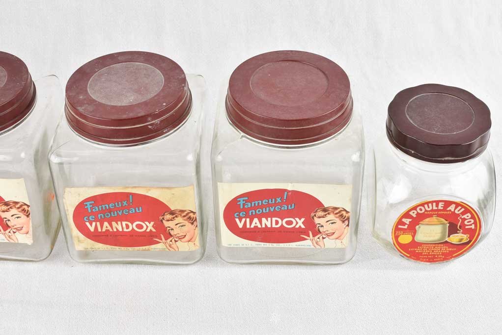 5 glass Viandox containers 8"