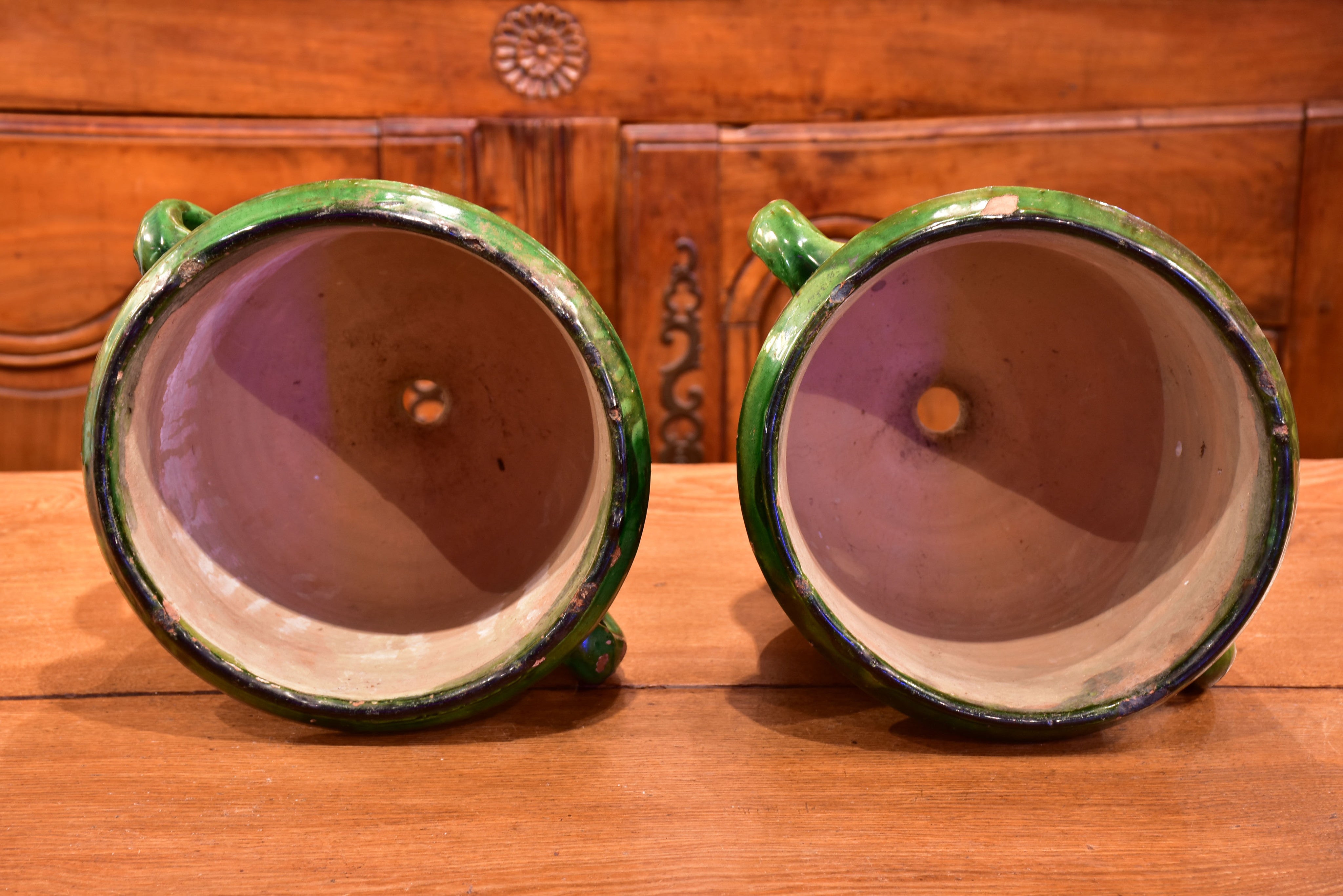 Castelnaudary planters, green 19th-century (two)