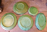 Five vintage French green plates from Dieulefit