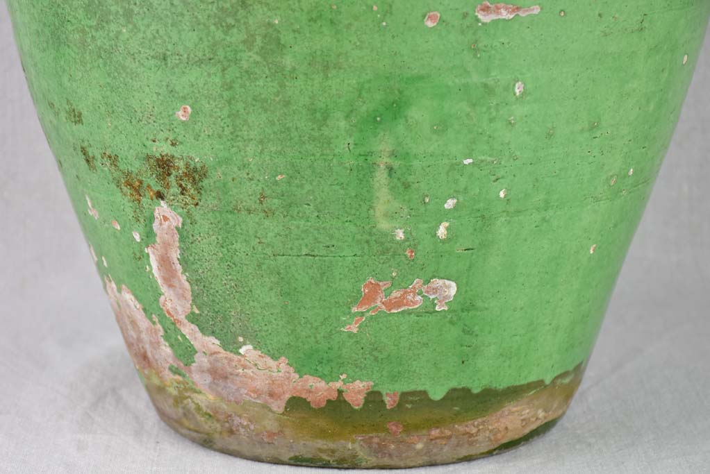 Large 19th Century French preserving pot with green glaze 17¼"