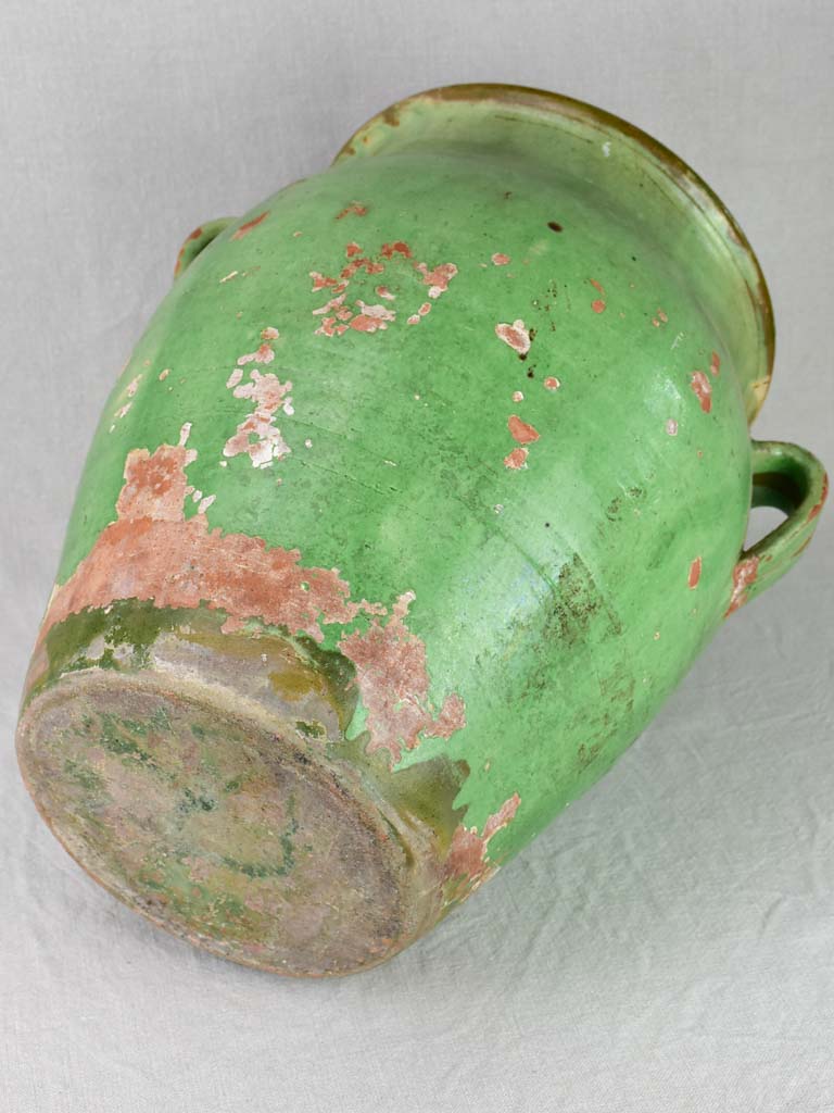 Large 19th Century French preserving pot with green glaze 17¼"