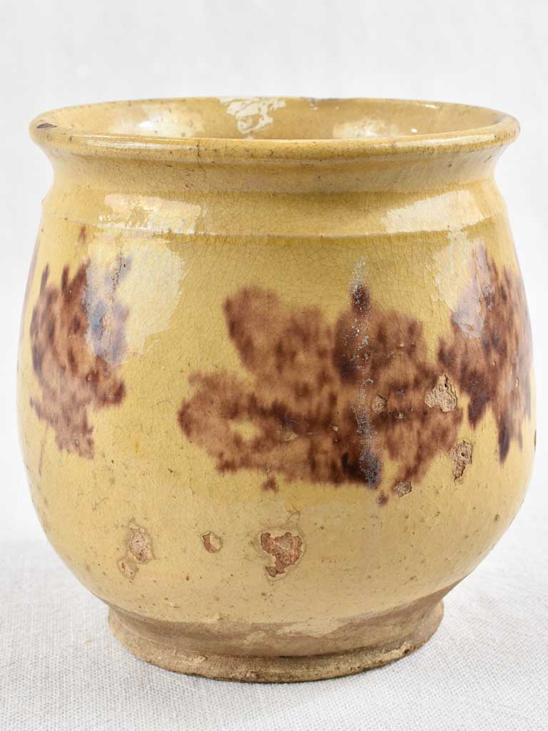 Yellow Glazed Brown Spotted Pot