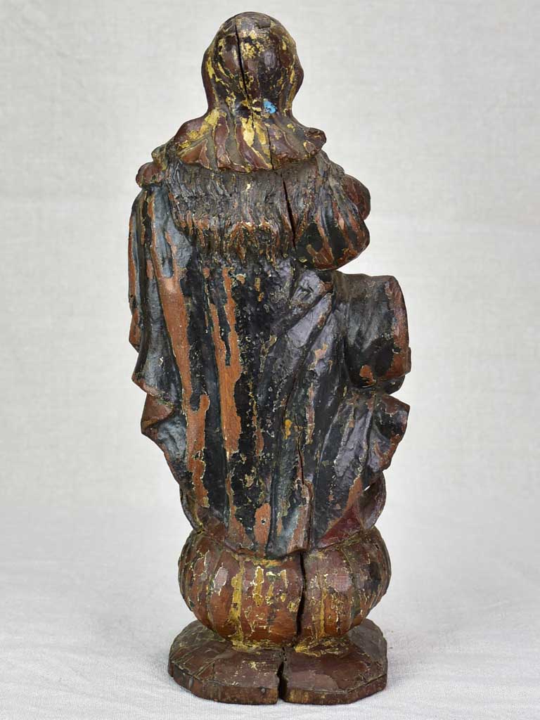 Antique French religious wooden sculpture of the Virgin Mary 16½"