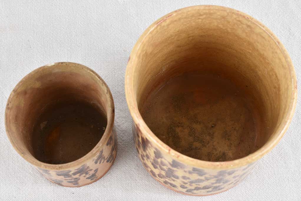 Handcrafted yellow and brown kitchen pots