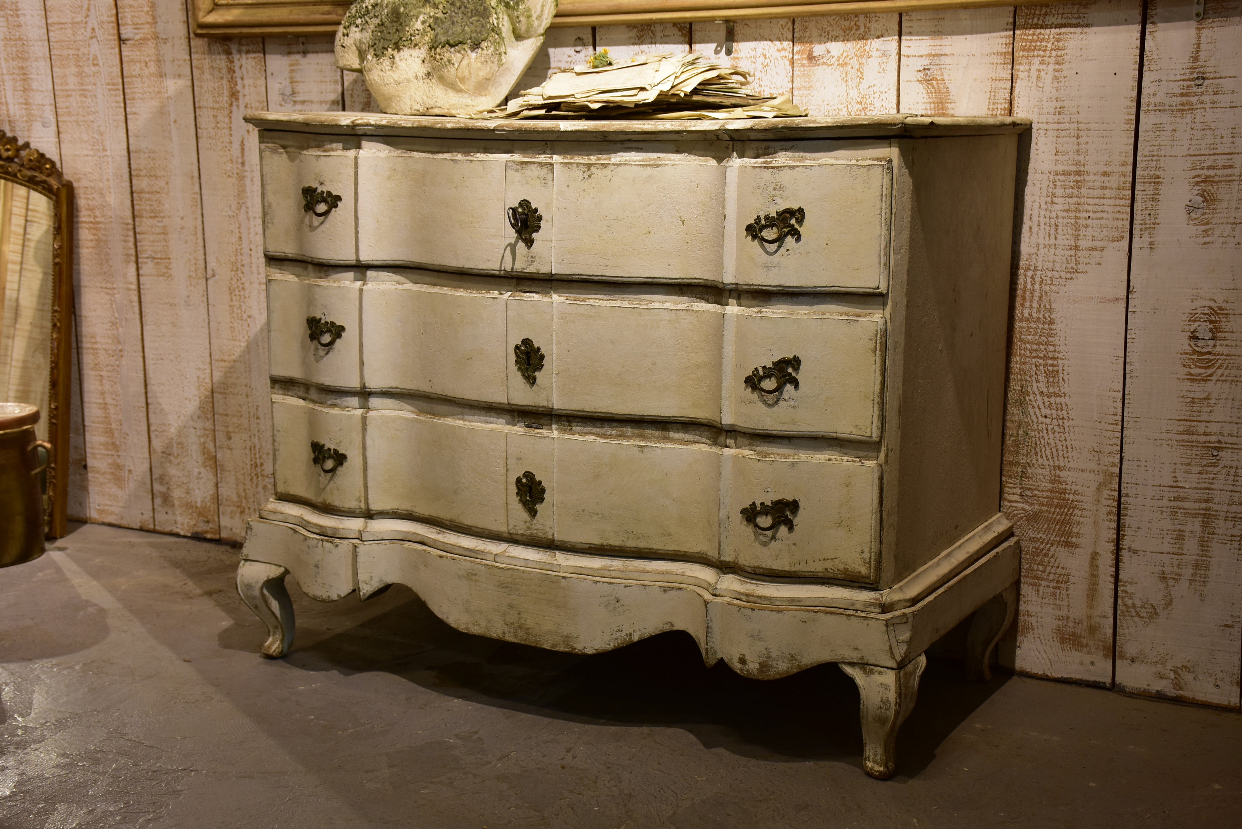 19th century French commode with white patina