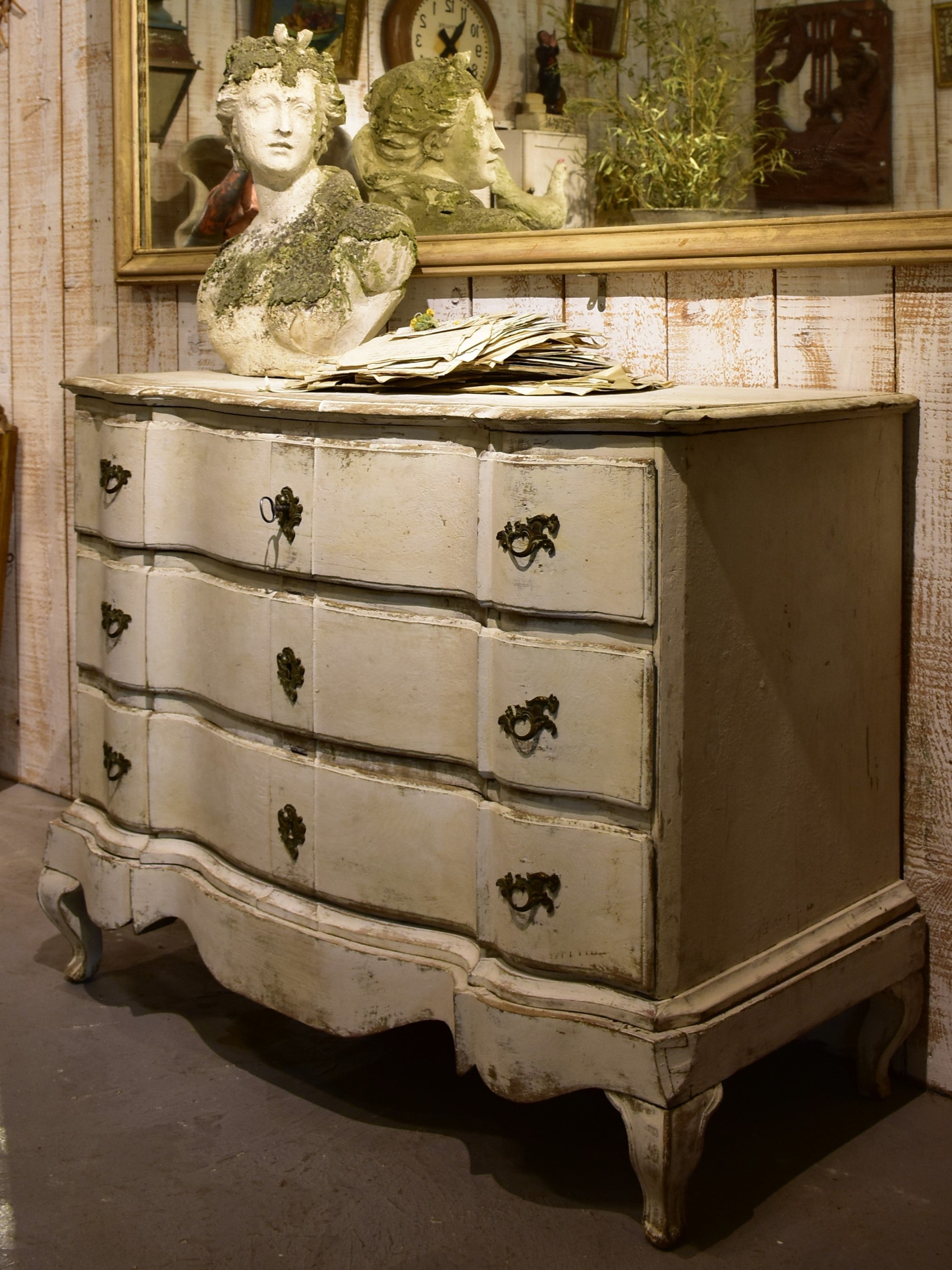 19th century French commode with white patina