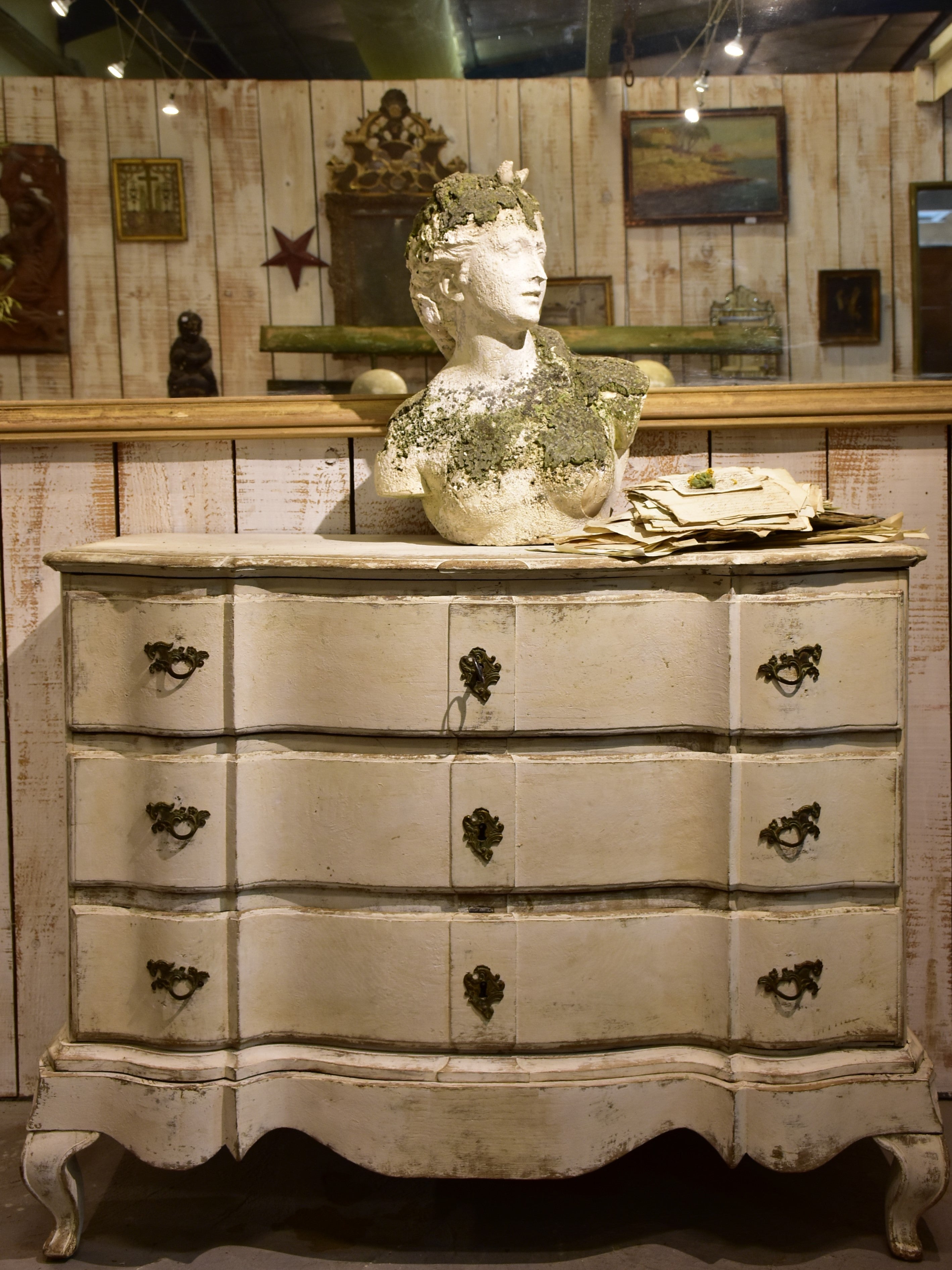 19th century French commode with white patina