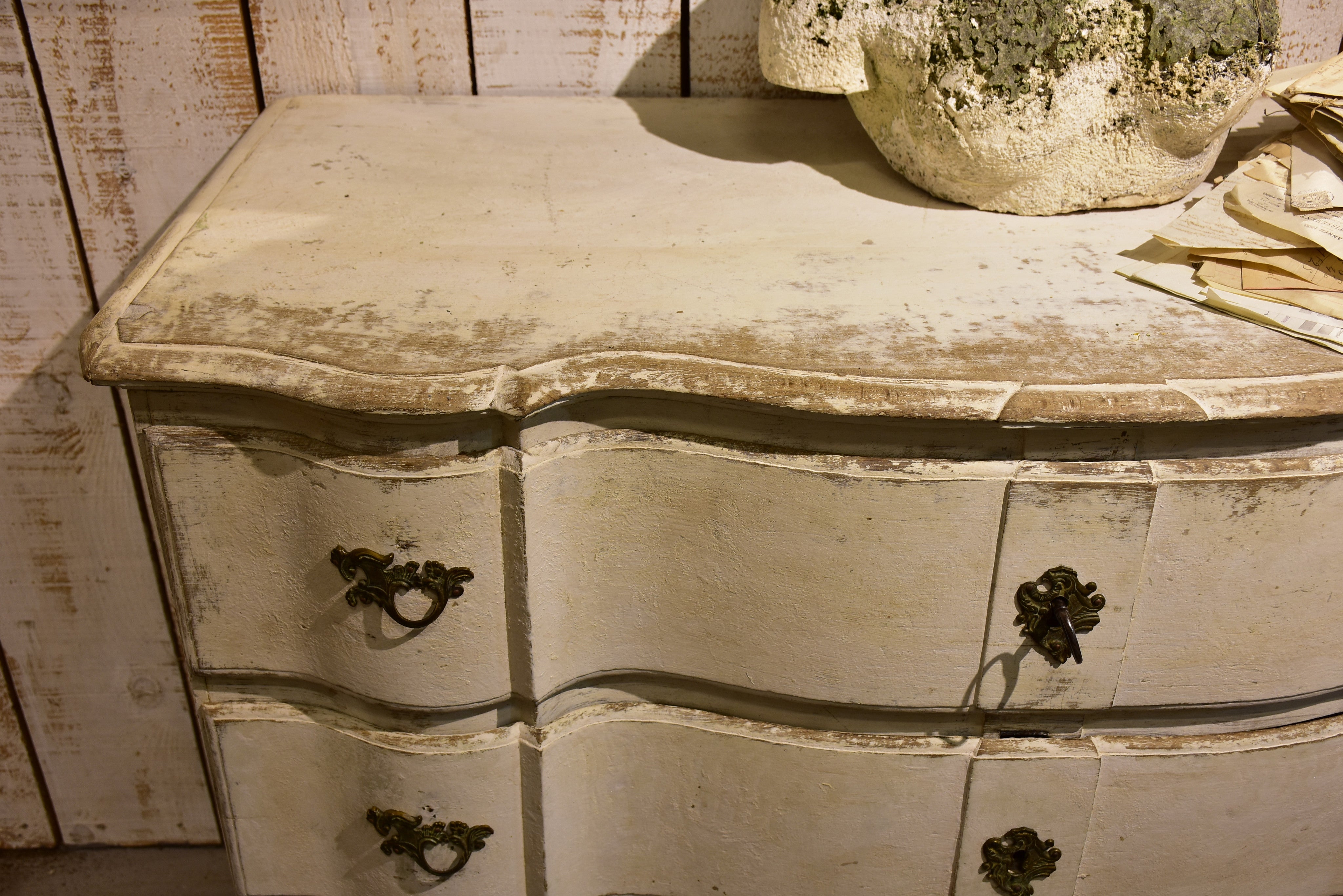 19th century French commode with white patina