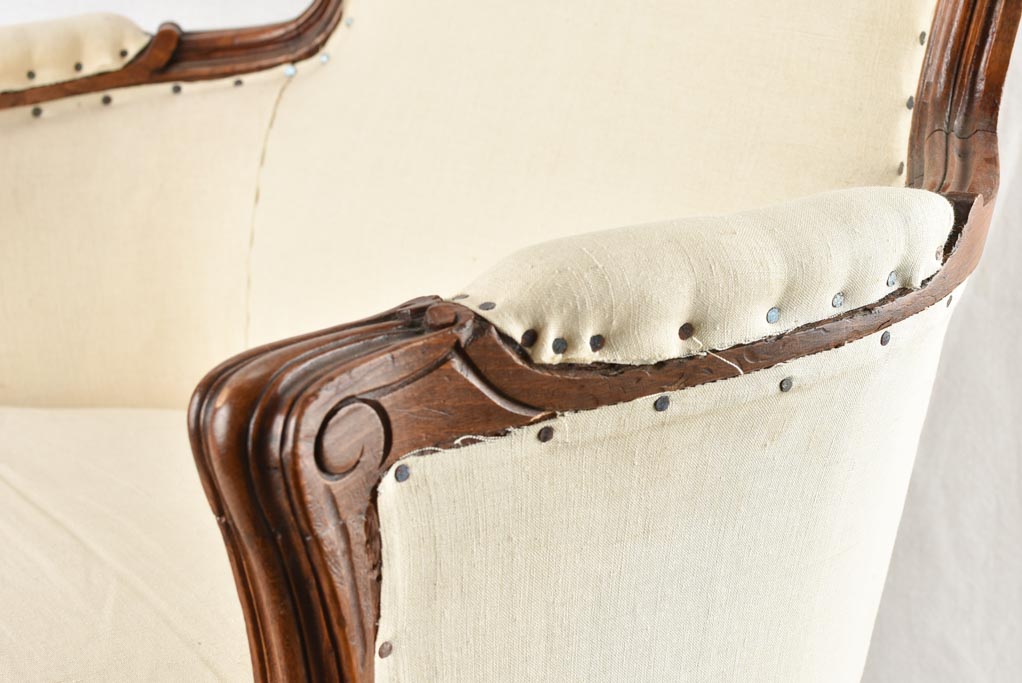 Louis XV style armchair with beige upholstery