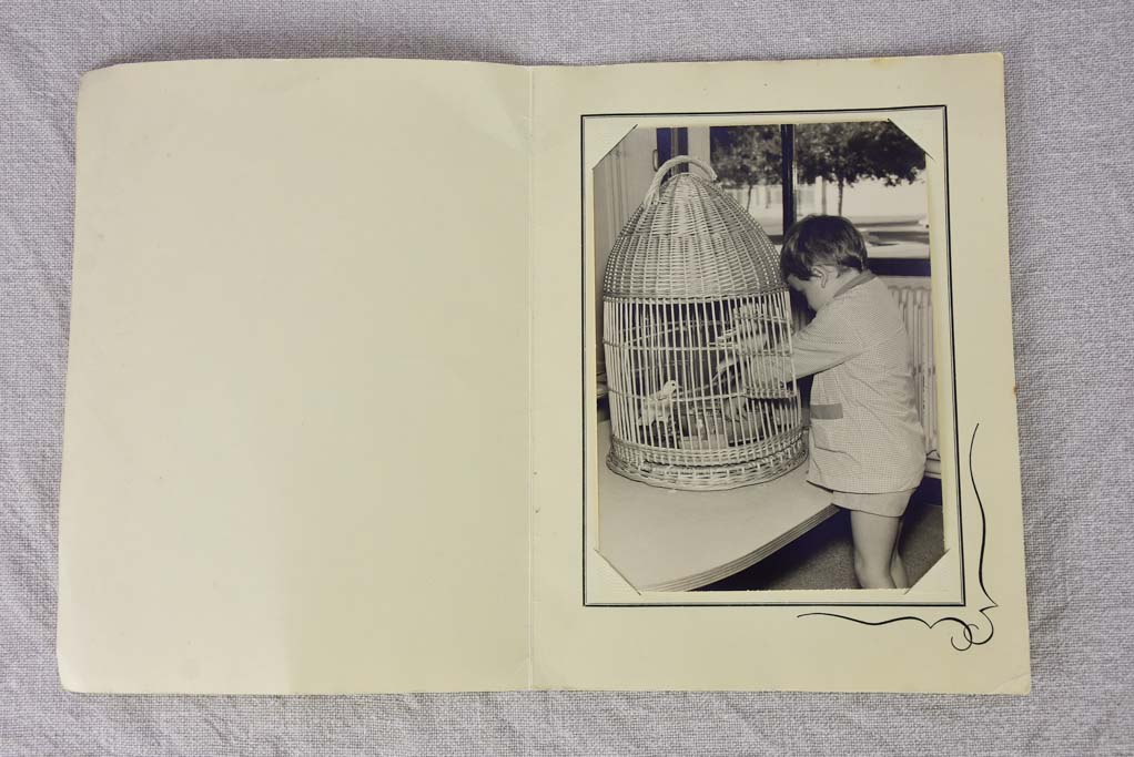 1950's French cane birdcage with original photo 30¾"