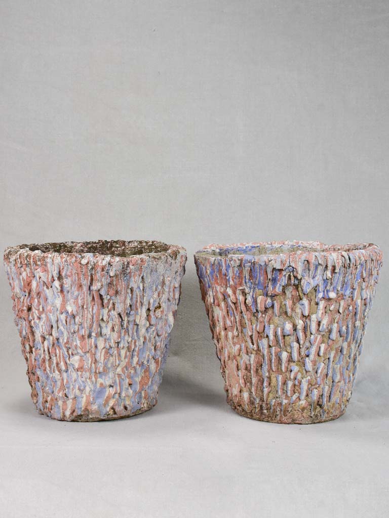 Pair of mid-century cement garden planters 9¾"