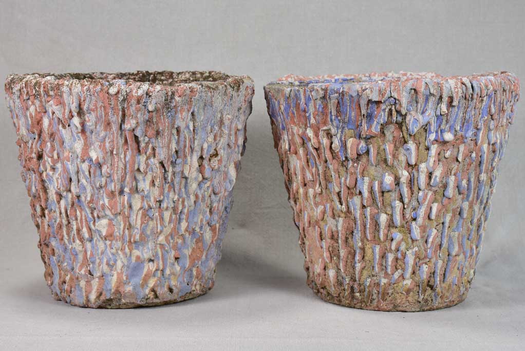 Pair of mid-century cement garden planters 9¾"