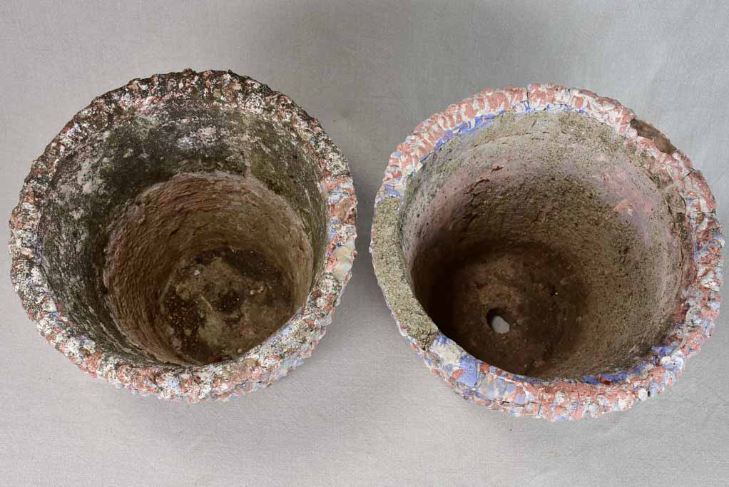 Pair of mid-century cement garden planters 9¾"