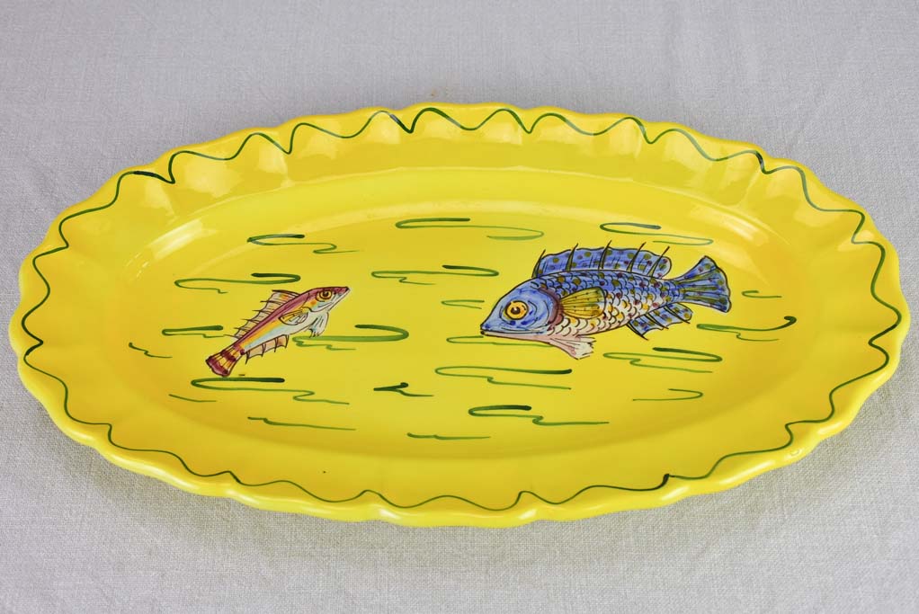 12 plate vintage hand painted French fish service -  Louis Sicard Aubagne