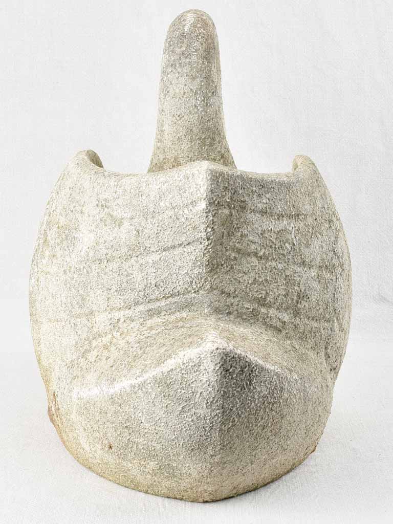 Vintage concrete swan planter with painted face and beak