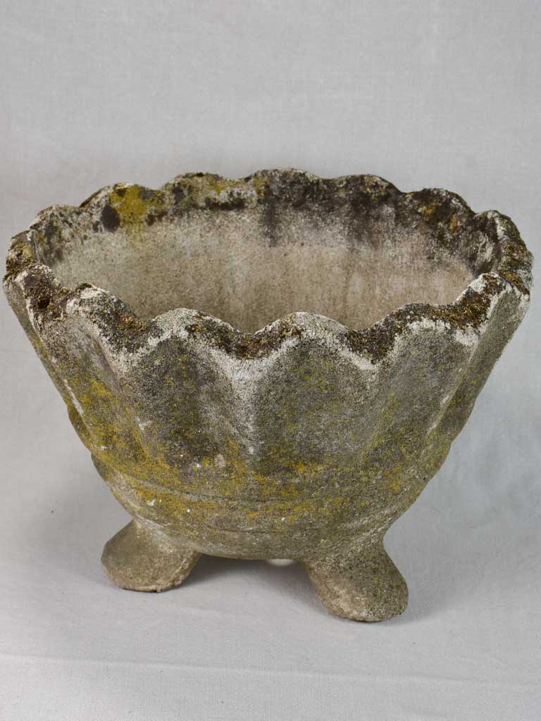 Elegent cement footed planter 1950's 17"