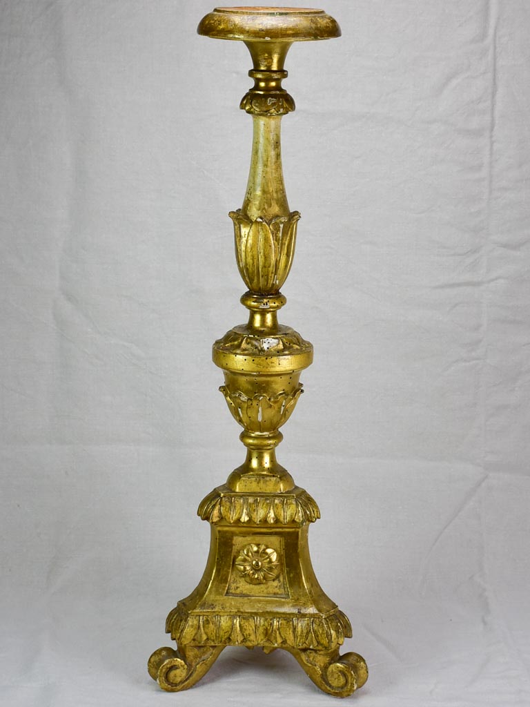 Very large antique French gilded altar candlestick 35½"