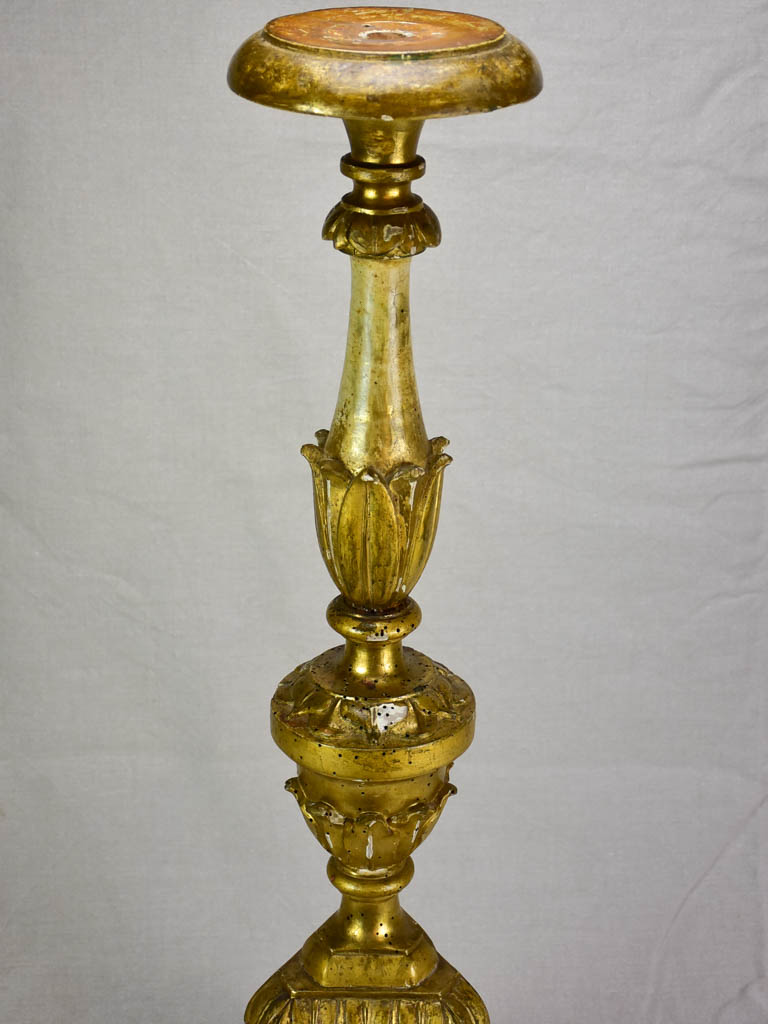 Very large antique French gilded altar candlestick 35½"