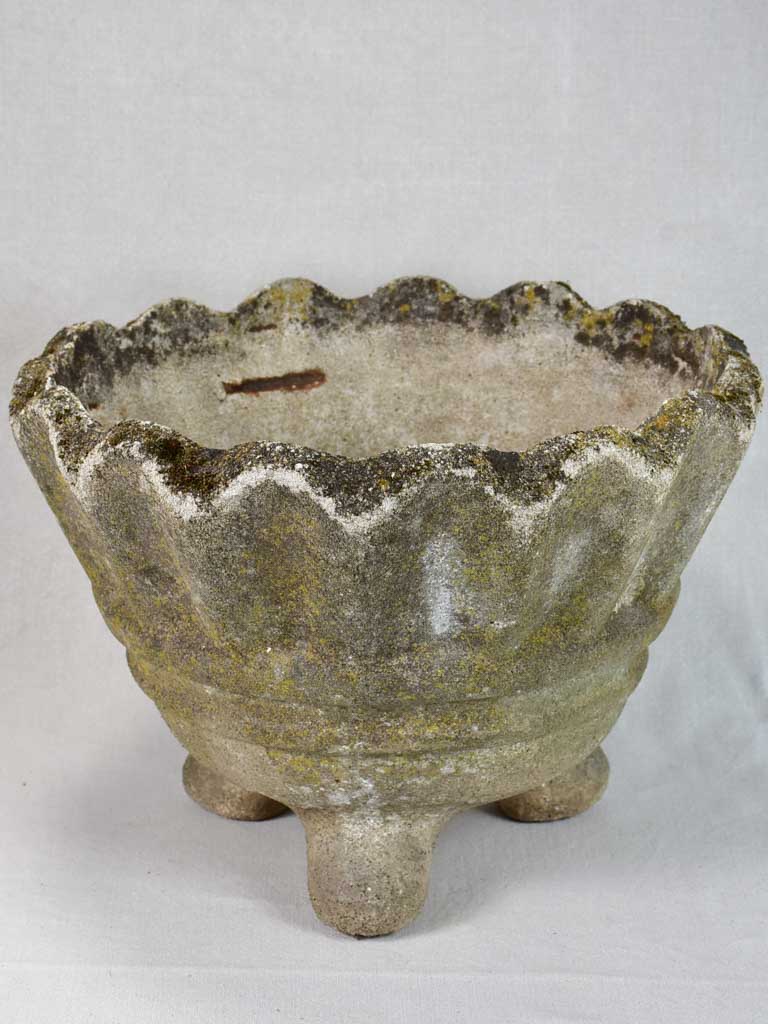 Elegent cement footed planter 1950's 17"