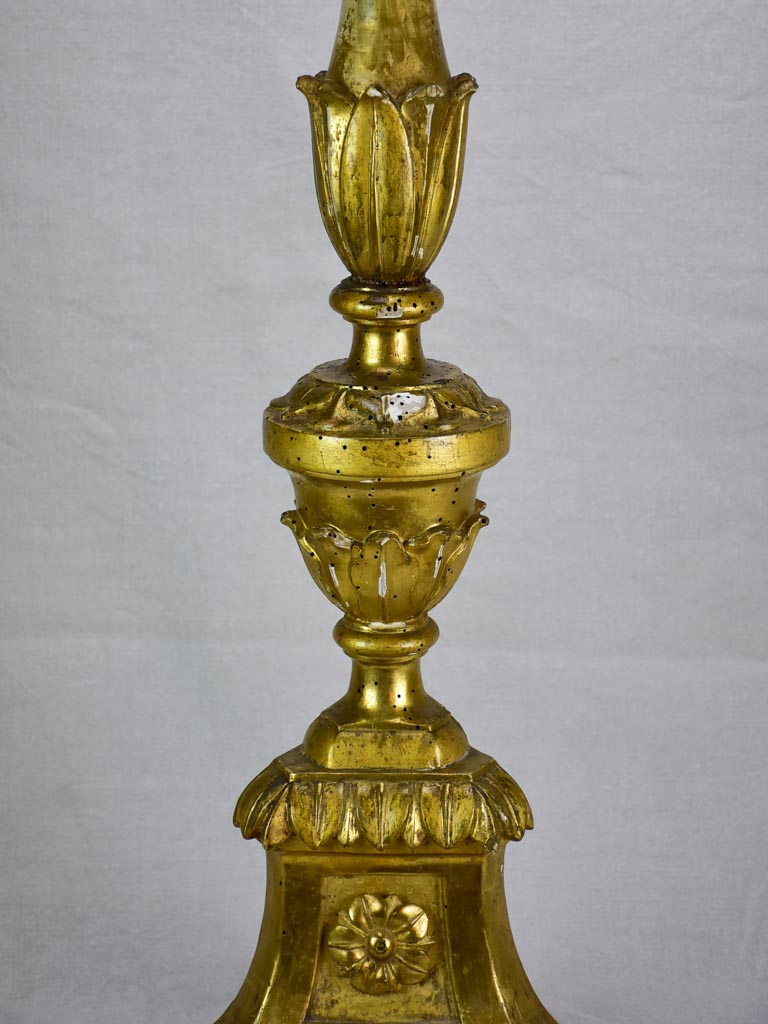 Very large antique French gilded altar candlestick 35½"