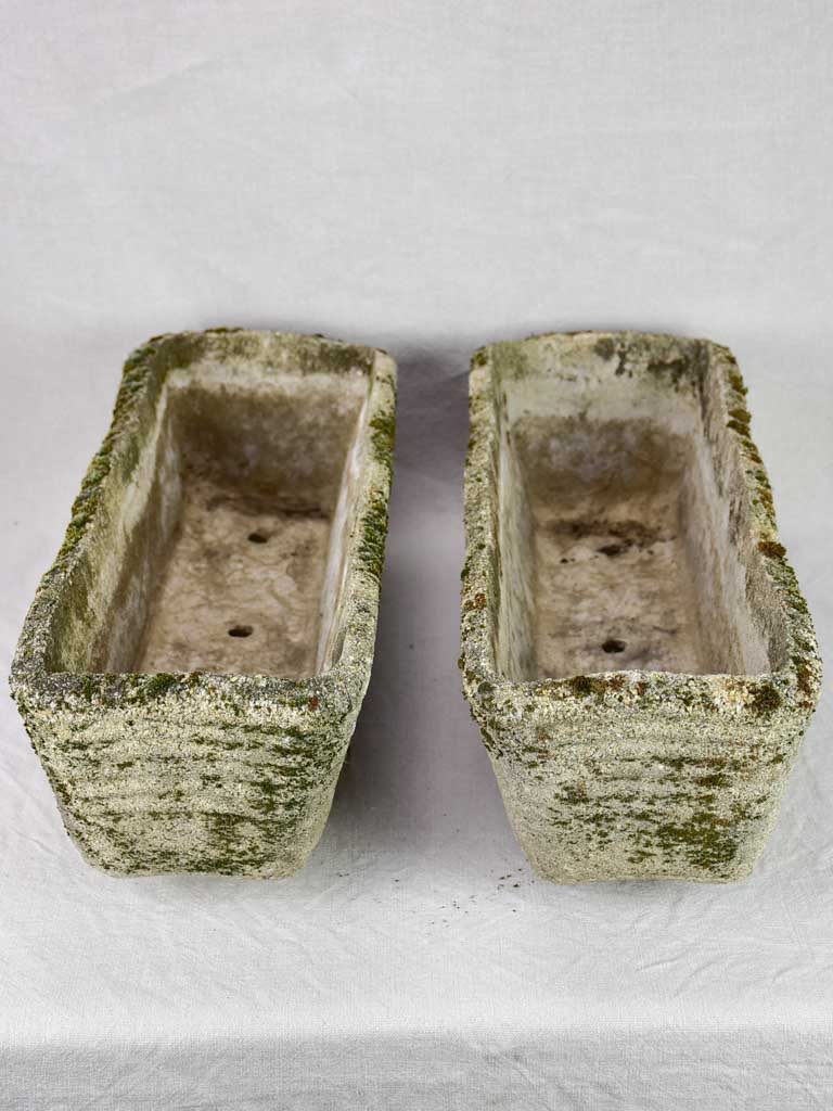 Pair of vintage reconstituted stone planters - rectangular 23¼"