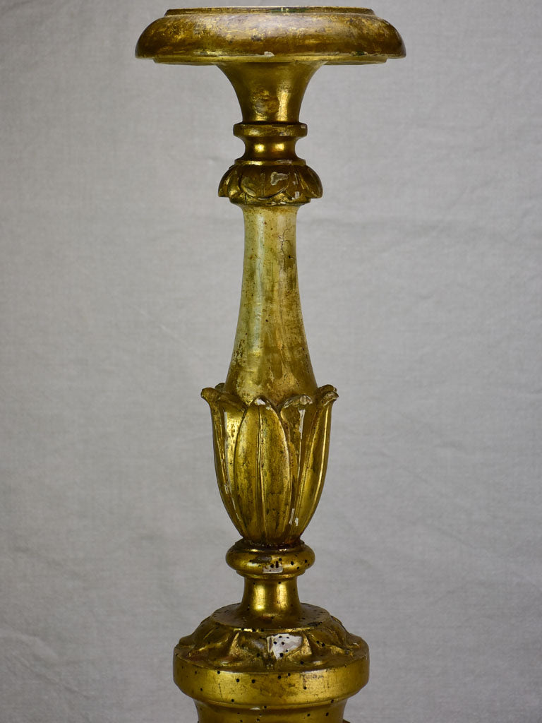 Very large antique French gilded altar candlestick 35½"