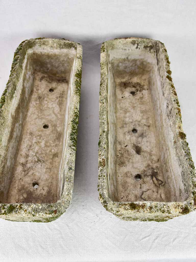 Pair of vintage reconstituted stone planters - rectangular 23¼"