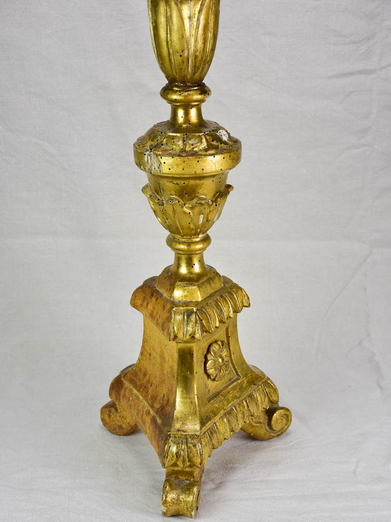 Very large antique French gilded altar candlestick 35½"