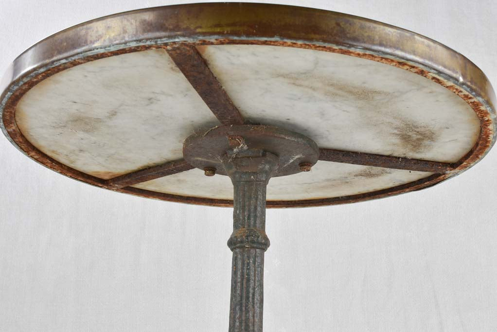 Antique French bistro table w/ marble top & cast iron base