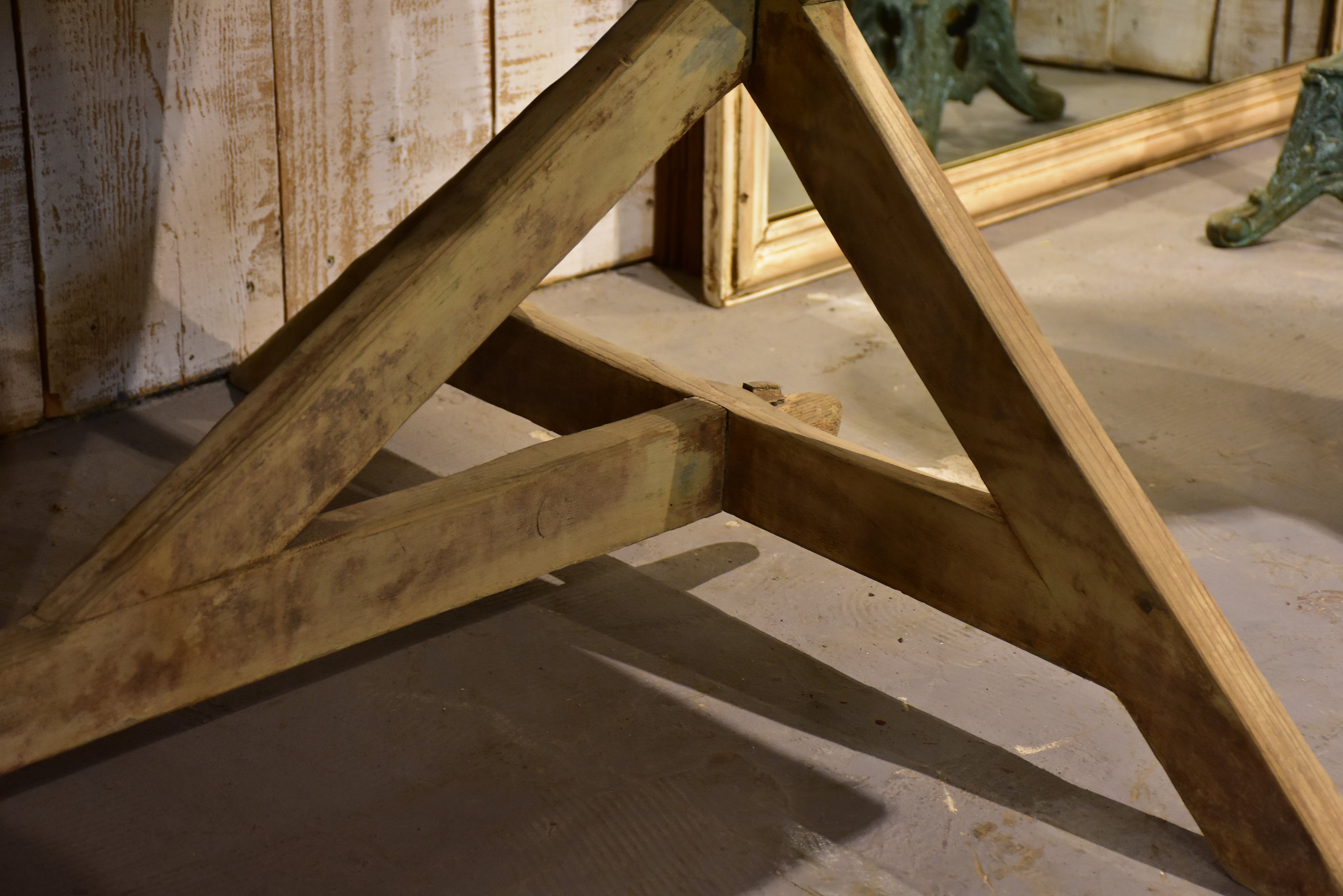 Farm table, large, cross-braced legs, 19th-century