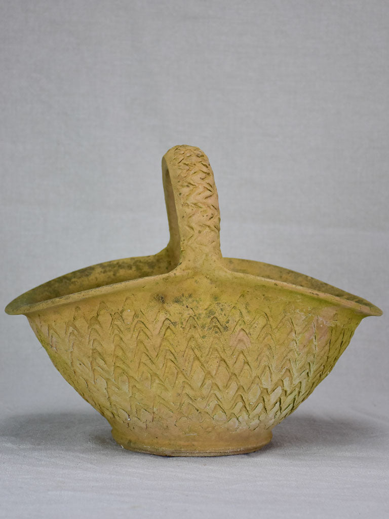 Vintage French terracotta basket planter 13¾"