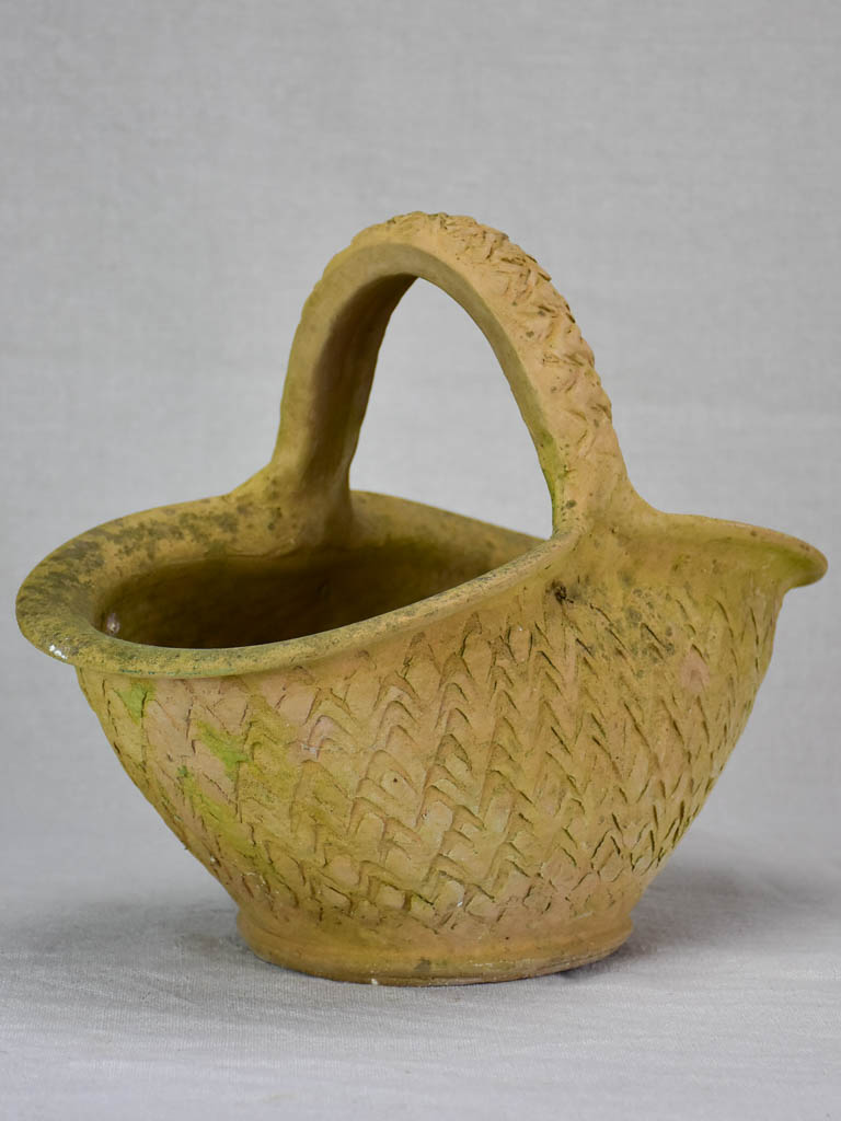 Vintage French terracotta basket planter 13¾"