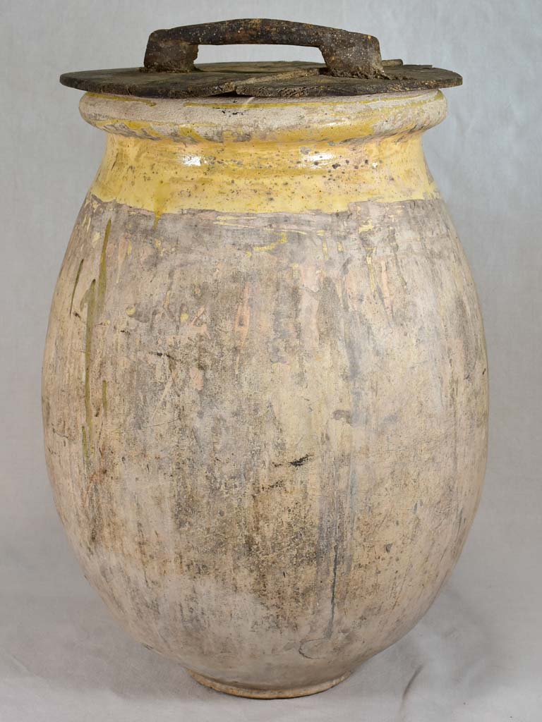 19th century French olive jar from Biot 28"