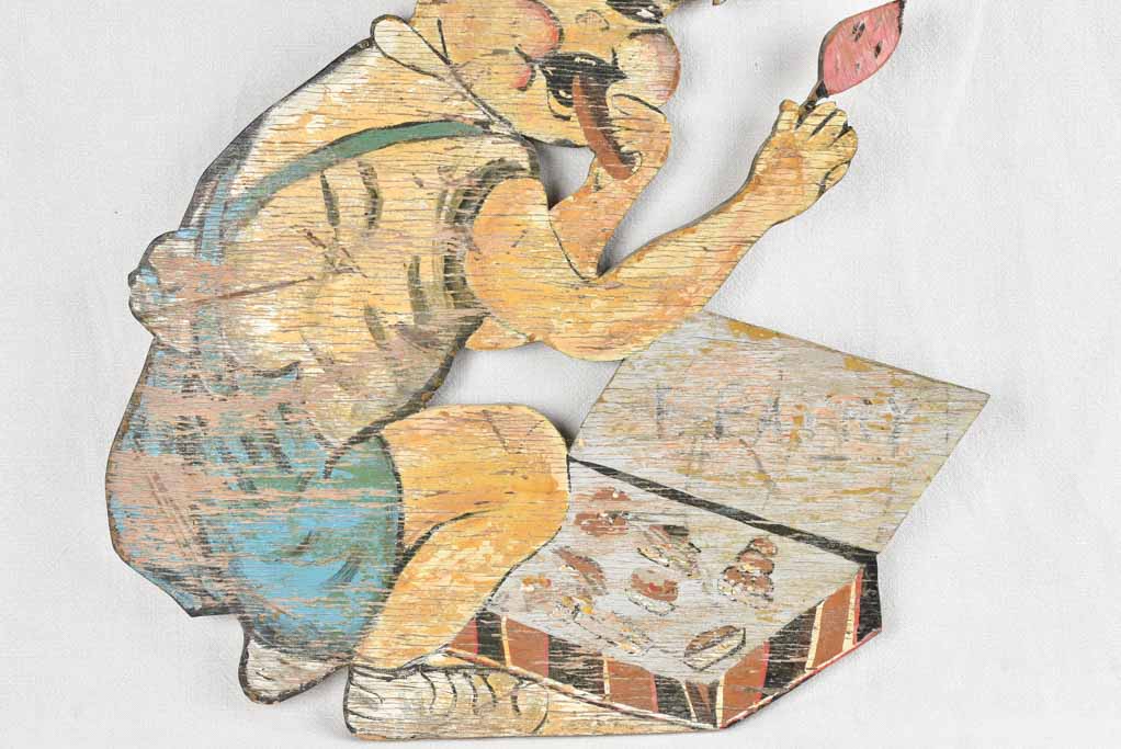 Antique French patisserie wooden sign - cheeky boy 32¾"