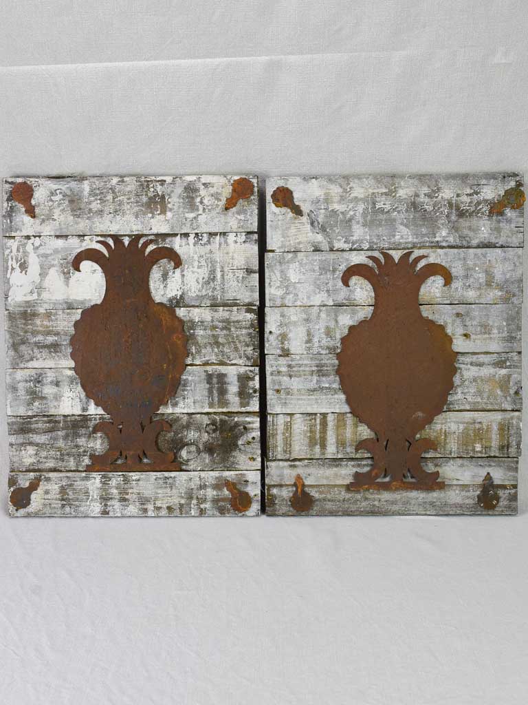 2 artisan made decorative panels with pineapple silhouettes 17" x 22¾"