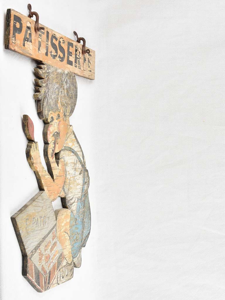 Antique French patisserie wooden sign - cheeky boy 32¾"