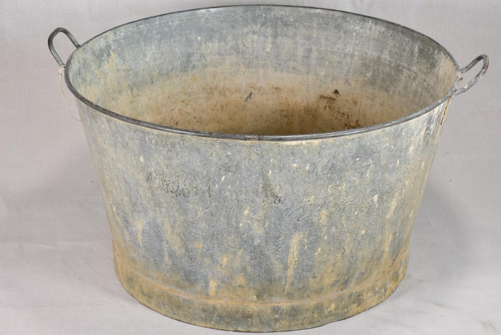 Three antique French zinc wash basins 27½"