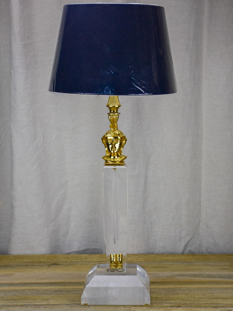 Vintage French lucite lamp with new lampshade