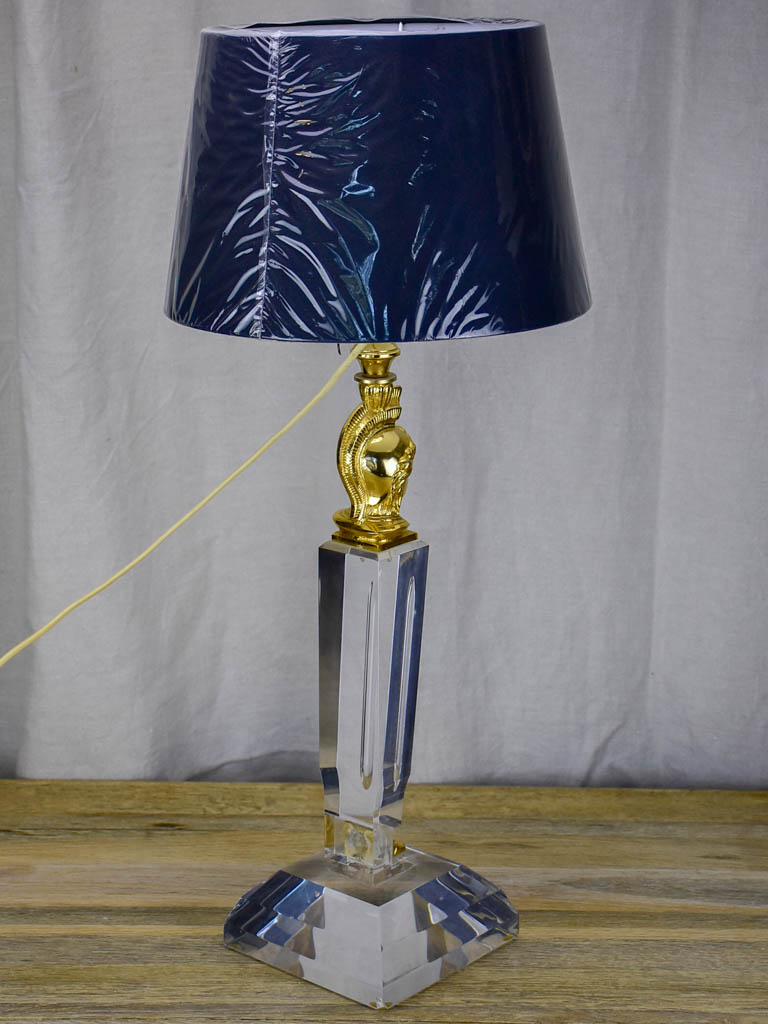 Vintage French lucite lamp with new lampshade