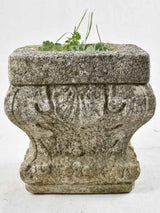 Three square antique stone planters 11"