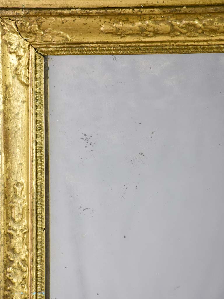 Pretty antique French mirror with broad frame decorated with parakeets - Napoleon III 32¾" x 22"