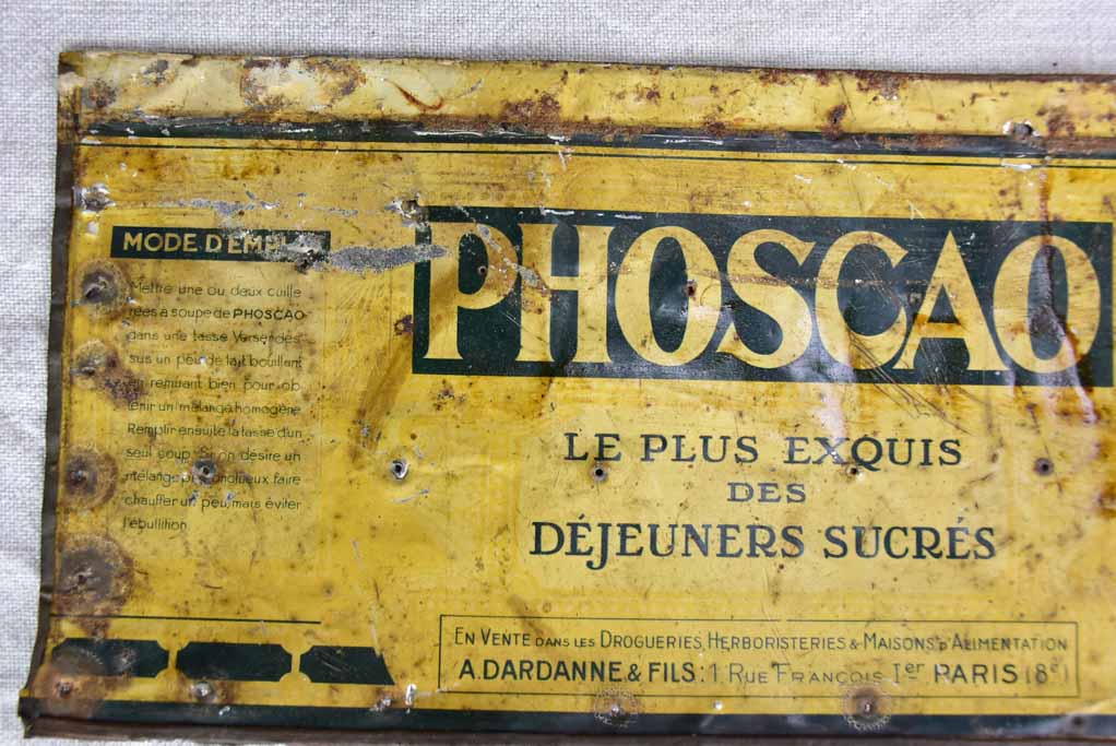 Rustic vintage enamel sign - Pohscao coffee 13¾" x 6¾"