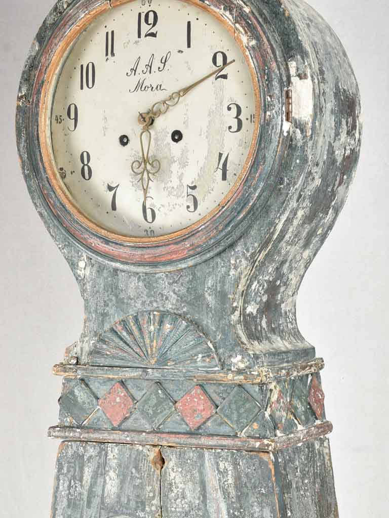 19th century Swedish Mora grandfather clock 75¼"