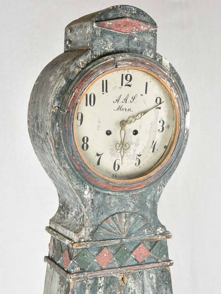 19th century Swedish Mora grandfather clock 75¼"